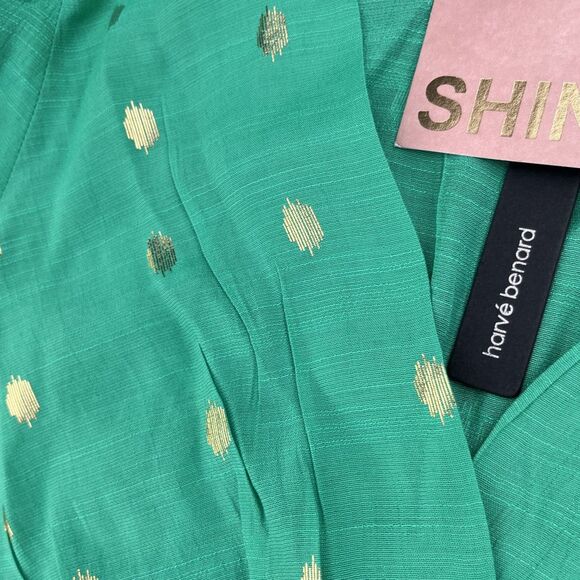 Harve Bernard Palm Green Blouse with Gold Foil – Size Small – NWT - Picture 6 of 10